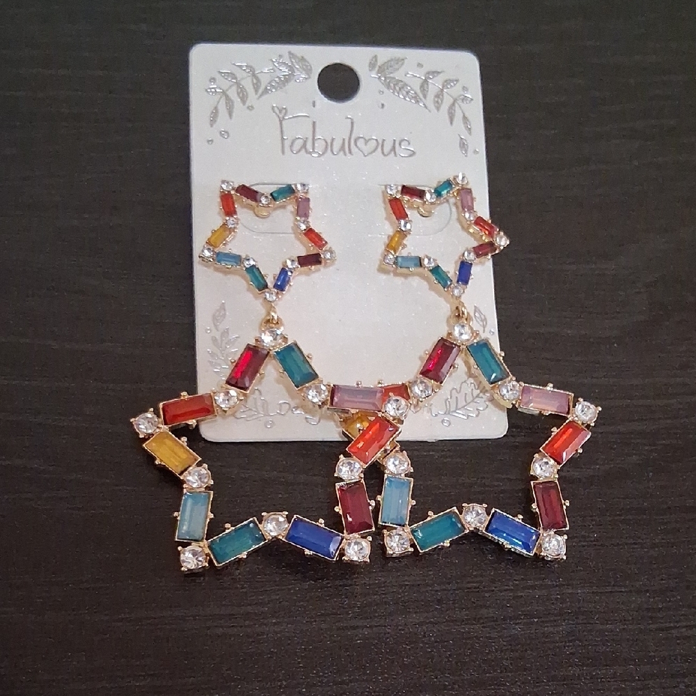 Multicolor Star Earrings - Picture 2 of 2